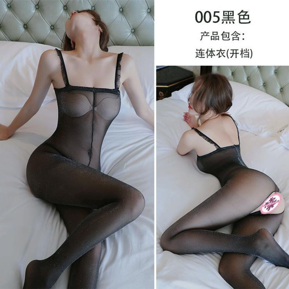 (black, Hardcover (80-60 kg)) Sexy  Underwear Women's Open One-piece Stockings Y Temptation Cute Suit