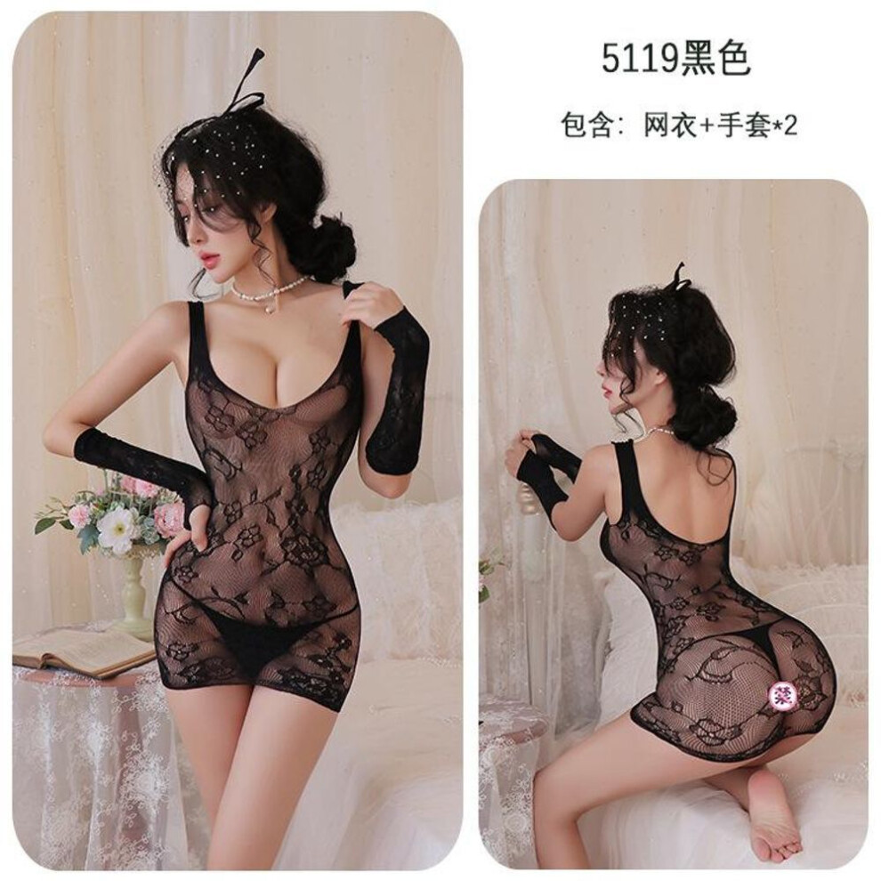 (black, Hardcover (80-70 kg)) Sexy  underwear women's y stockings one-piece mesh socks seduction large size mesh clothes