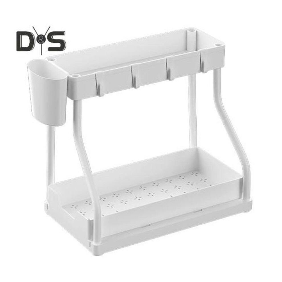 (white, 1pc) 1/2pcs Storage Rack Pull-out Under-cabinet Organizer Large Capacity L-shaped Design Easy Installation Bathroom Kitchen Sink Organizer