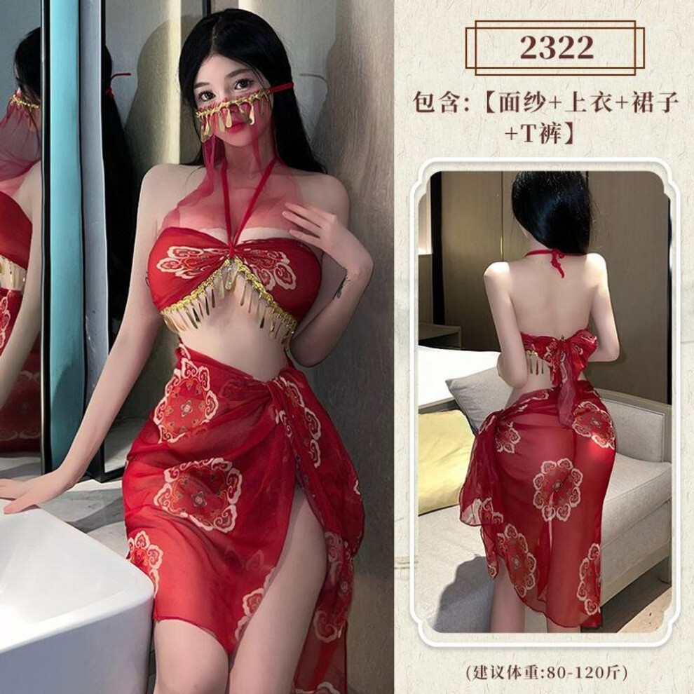 Fun cheongsam high split sexy suit large size perspective Dunhuang ancient style free uniform Wu Meiniang