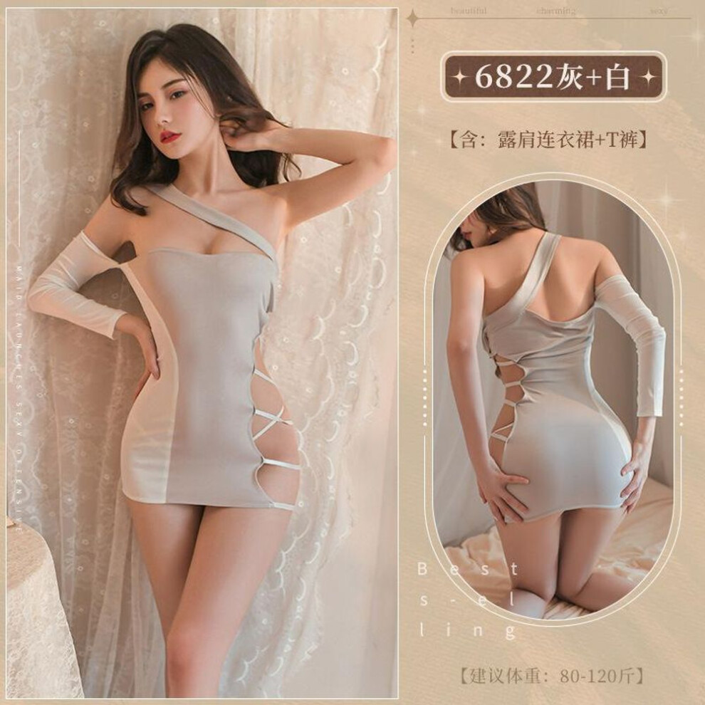 Sexy Sexy Car Model Off-the-shoulder Waist Dress Hot Sexy Uniform Temptation