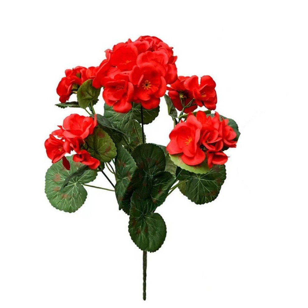 (red) Set Of 2 12.6 Inch Uv Resistant Artificial Geranium Bushes For Outdoor Garden Decor And Indoor Home Accent