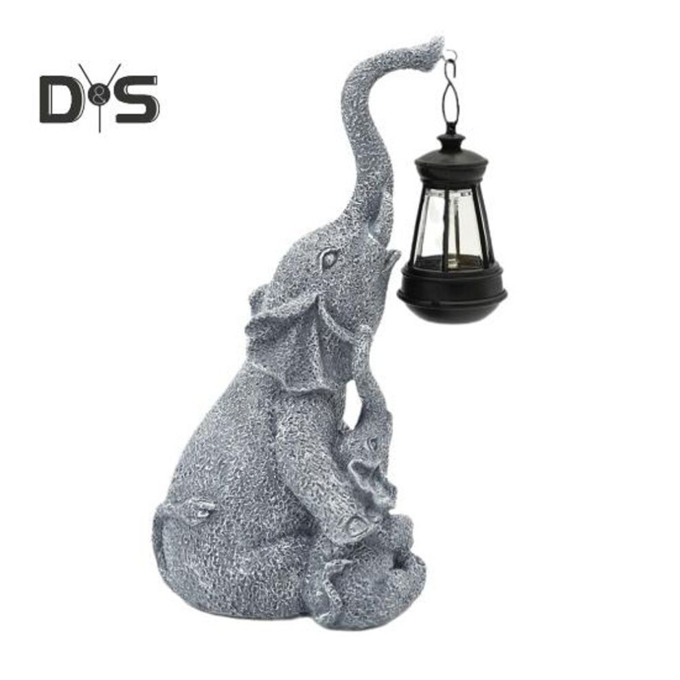 Elephant Solar Lamp Mother Child Elephant Sculpture With Light Waterproof Outdoor Decor Elephant Statue Solar Lights For Garden Lawn Yard