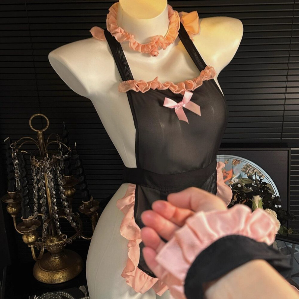 Yi erotic underwear pure desire sexy perspective soft yarn backless lace apron maid one-piece uniform suit woman