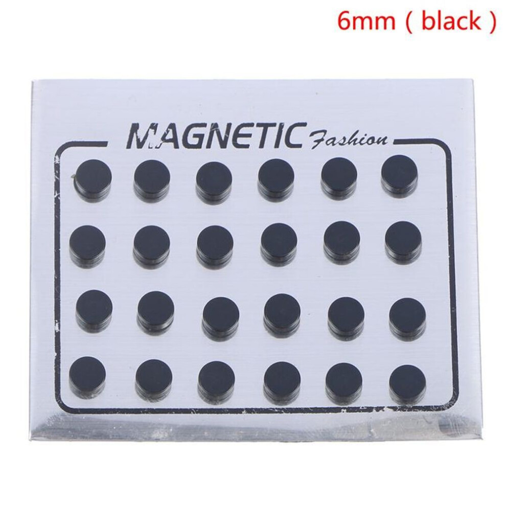 (6mm) 12 Pairs Punk Titanium Steel Men Strong Magnetic Ear Clip Stud Set For Men And Women Magnet Earrings Non Piercing Jewelry Gift