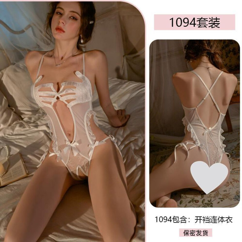 (white, one size fits all) Original Sexy Palm onesie Women's Sexy Crotch Uniform Seduction Pajamas