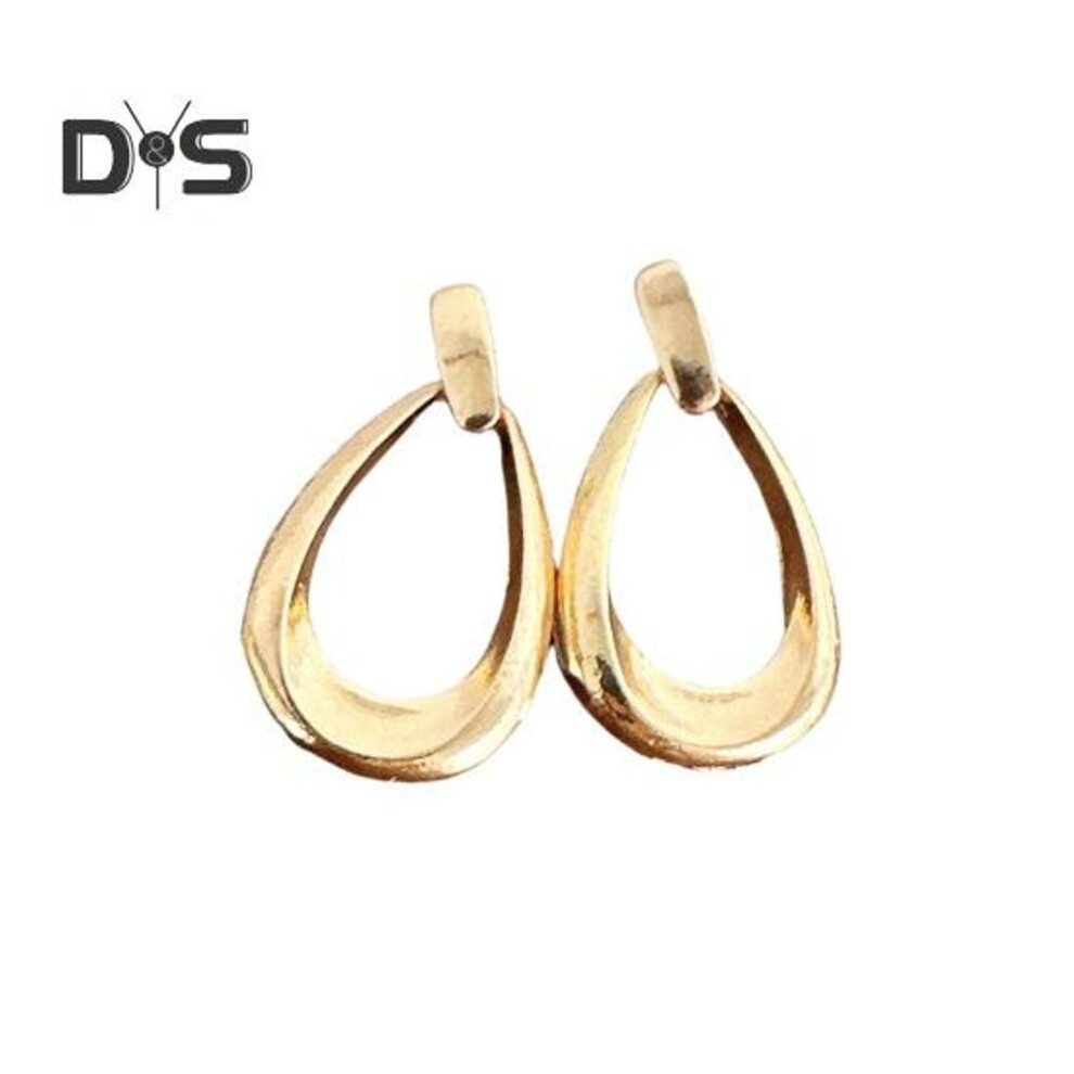 (golden) 1 Pair Women Geometric Waterdrop Earrings Hypoallergenic Lightweight Minimalist Statement Earrings Hollow Waterdrop Metal Stud Earrings Jewelry