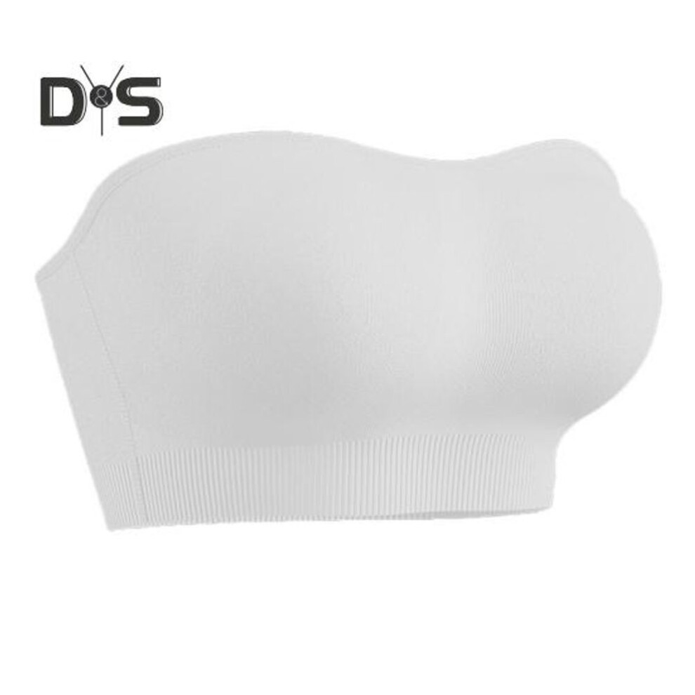 (white, L) Women Invisible Tube Top Bra Strapless Wireless Anti-slip Silicone Push Up Anti-exposure Solid Color Elastic Lady Bandeau Bra Women Underwear