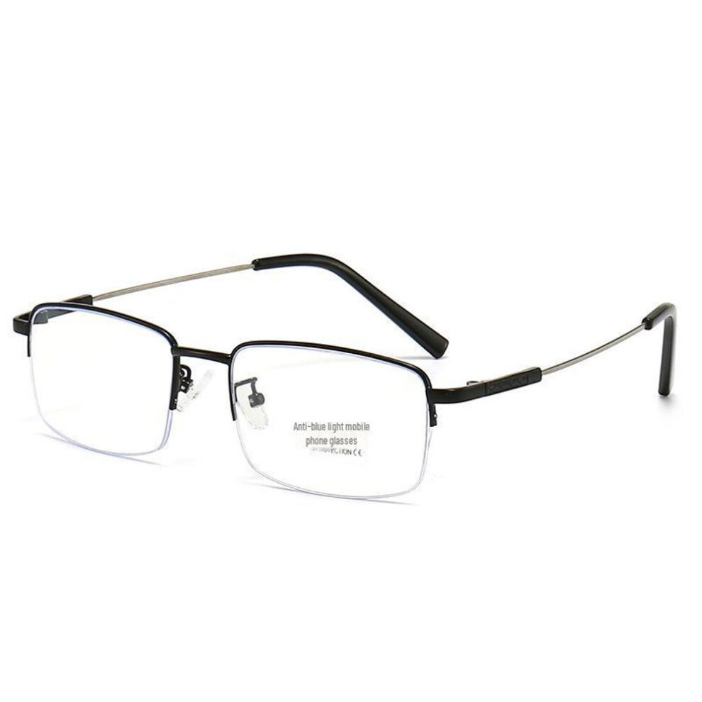 (black, +3.50 Presbyopia (Anti-blue light)) Ultra-Light Half Frame Titanium Reading Glasses - Unisex Anti-Blue Light, Suitable for Middle-aged and Elderly