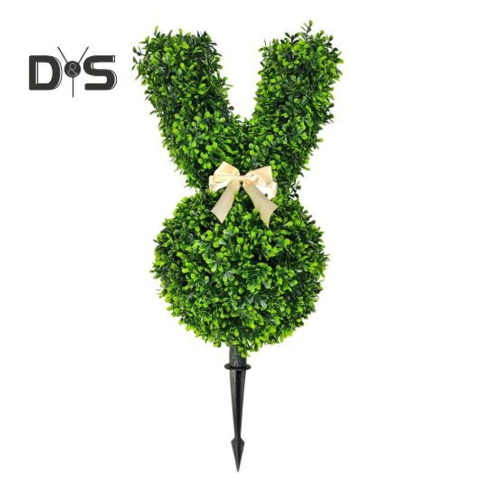 (as the picture, 1pc Rabbit) Artificial Bunny Topiary Plant 55cm Green Easter Bunny Topiary Tree Faux Bush Plants with Ground Spike for Home Yard Lawn Easter Decoration