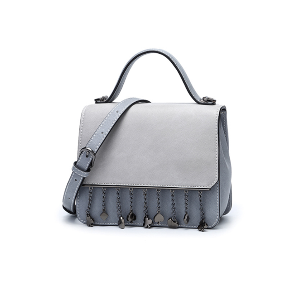Sac à main en cuir Pu pour femme, sac Hobo pour dames, sacoche à bandoulière bleu gris
