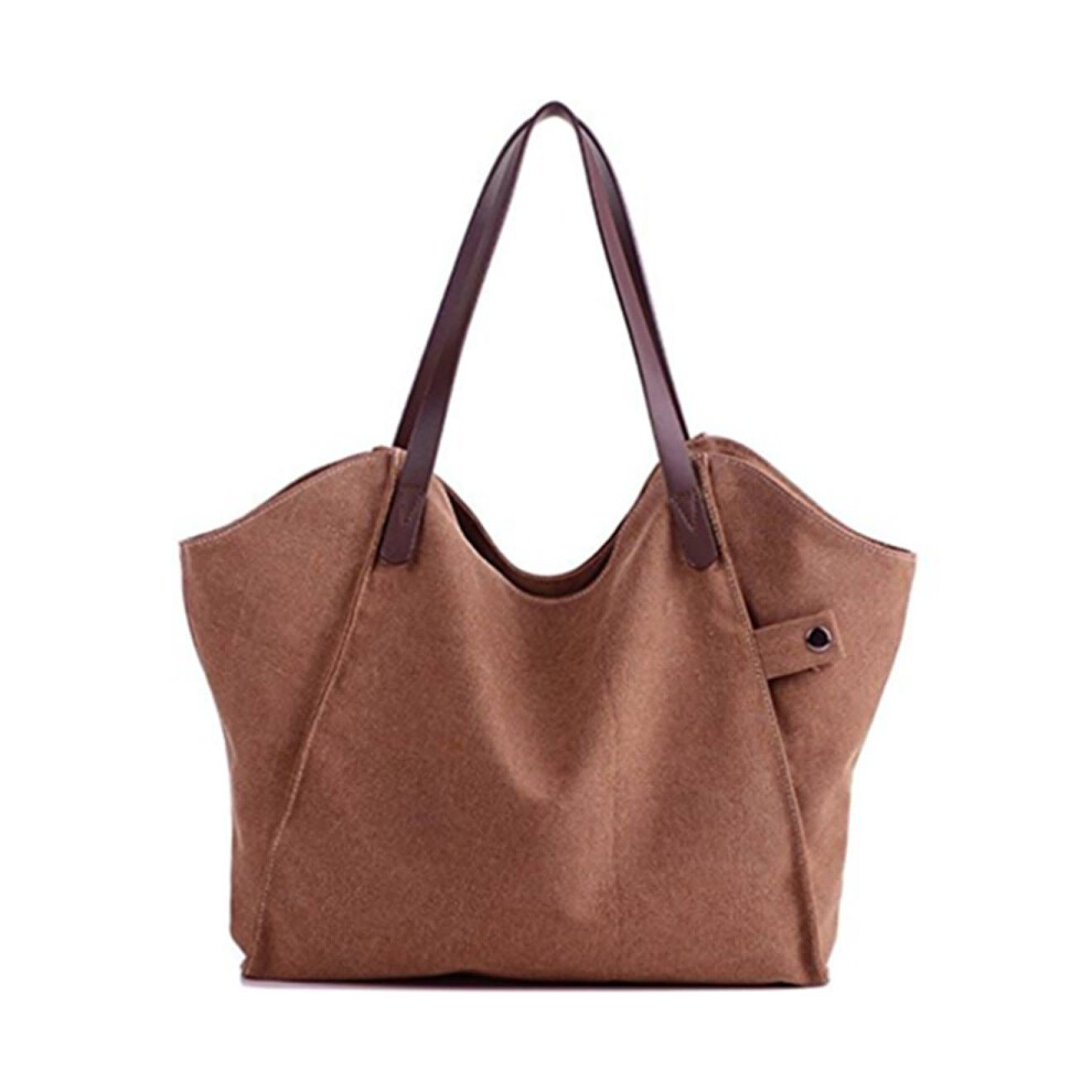 Sac à bandoulière en toile pour femmes, grand sac de Shopping de week-end, fourre-tout marron