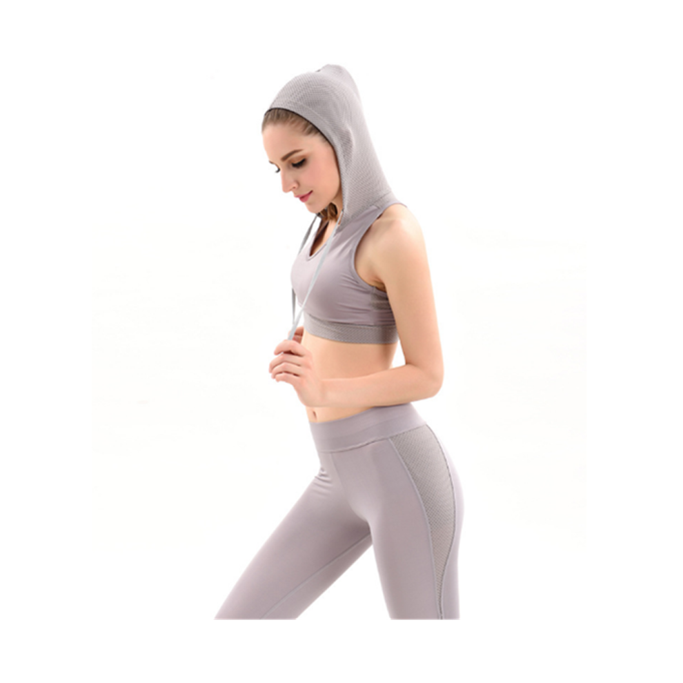 Ensemble de 3 pièces pour femme, ensemble de yoga, combinaison de sport, course à pied, fitness, gilet d'entraînement, gris L