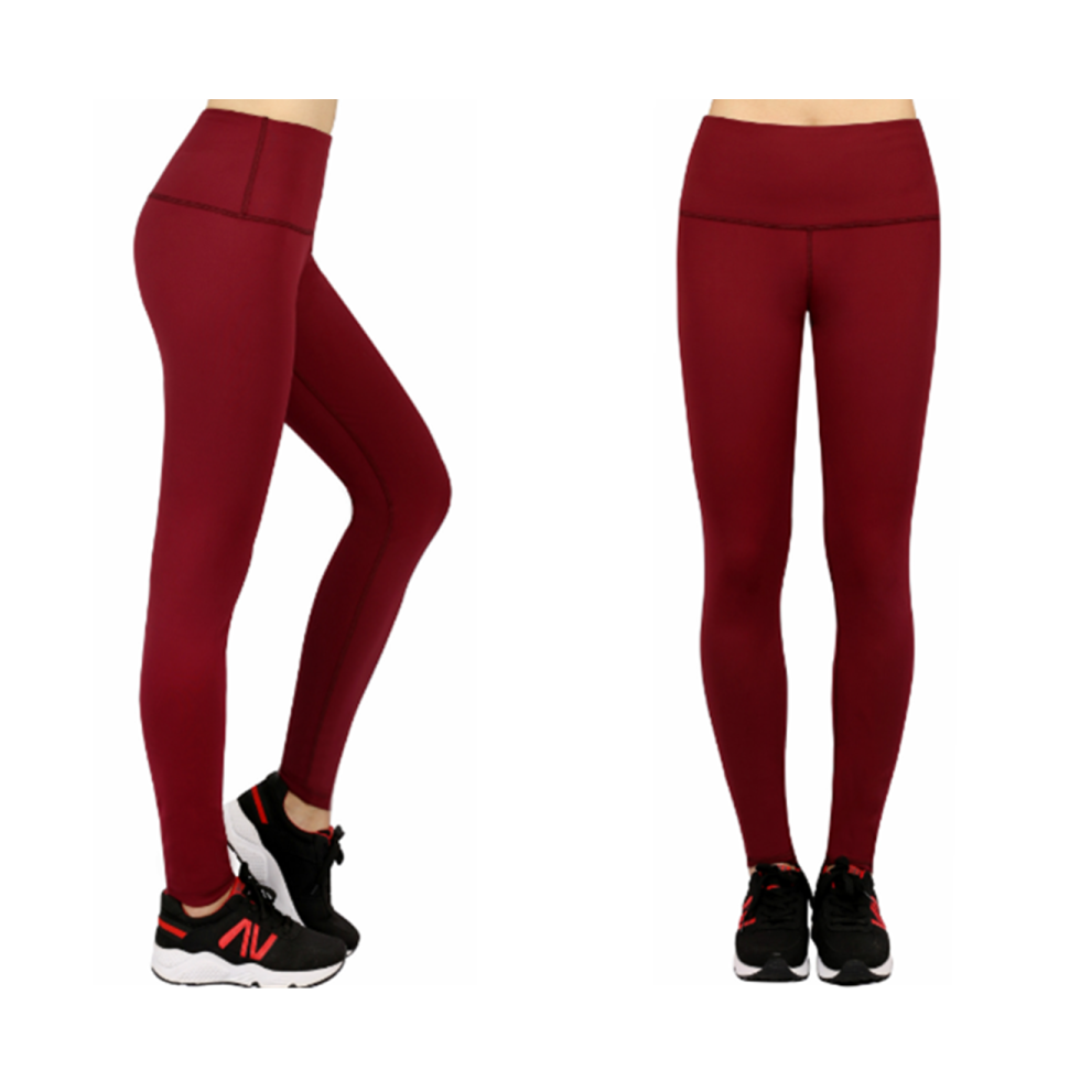 Pantalon de course Power Flex pour femme - Leggings d'entraînement - Vin rouge M