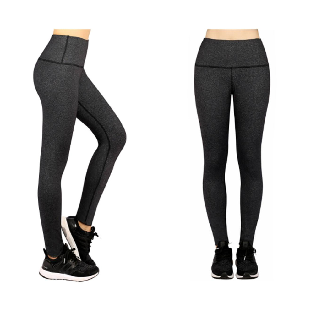 Pantalon de yoga Capris Power Flex pour femme, legging d'entraînement, gris Hua, M