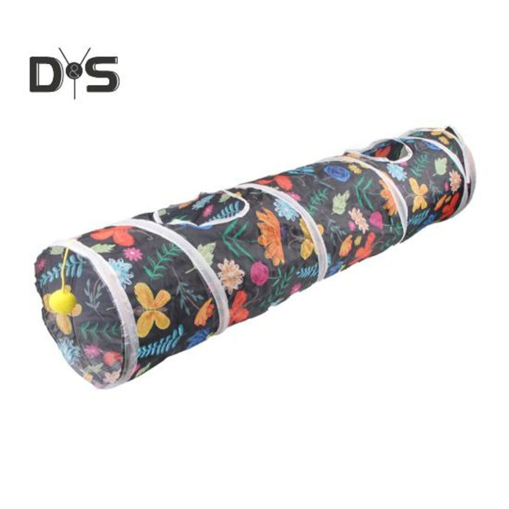(as the picture, A Flower) Cat Tunnel Toy for Indoor Cats Interactive Collapsible Cube/Tube Pet Toy Cat Hideaway Play Toy for Kittens Rabbits Guinea Pigs
