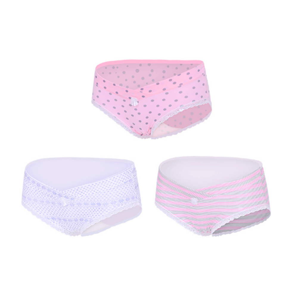 (M) (paquet de 3) sous-vêtements pour femmes enceintes, sous-vêtements taille basse, pantalon triangulaire en U, tête - 6 Xl