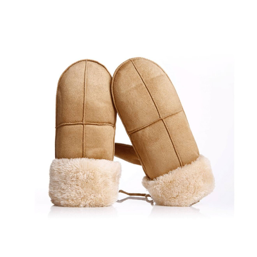 Mitaines en daim d'hiver, gants épais, lanière suspendue, équitation en plein air, rose D