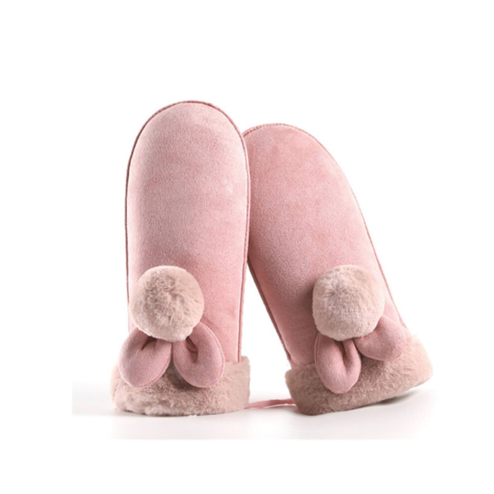 Mitaines en daim d'hiver, gants épais, lanière suspendue, équitation en plein air, rose B