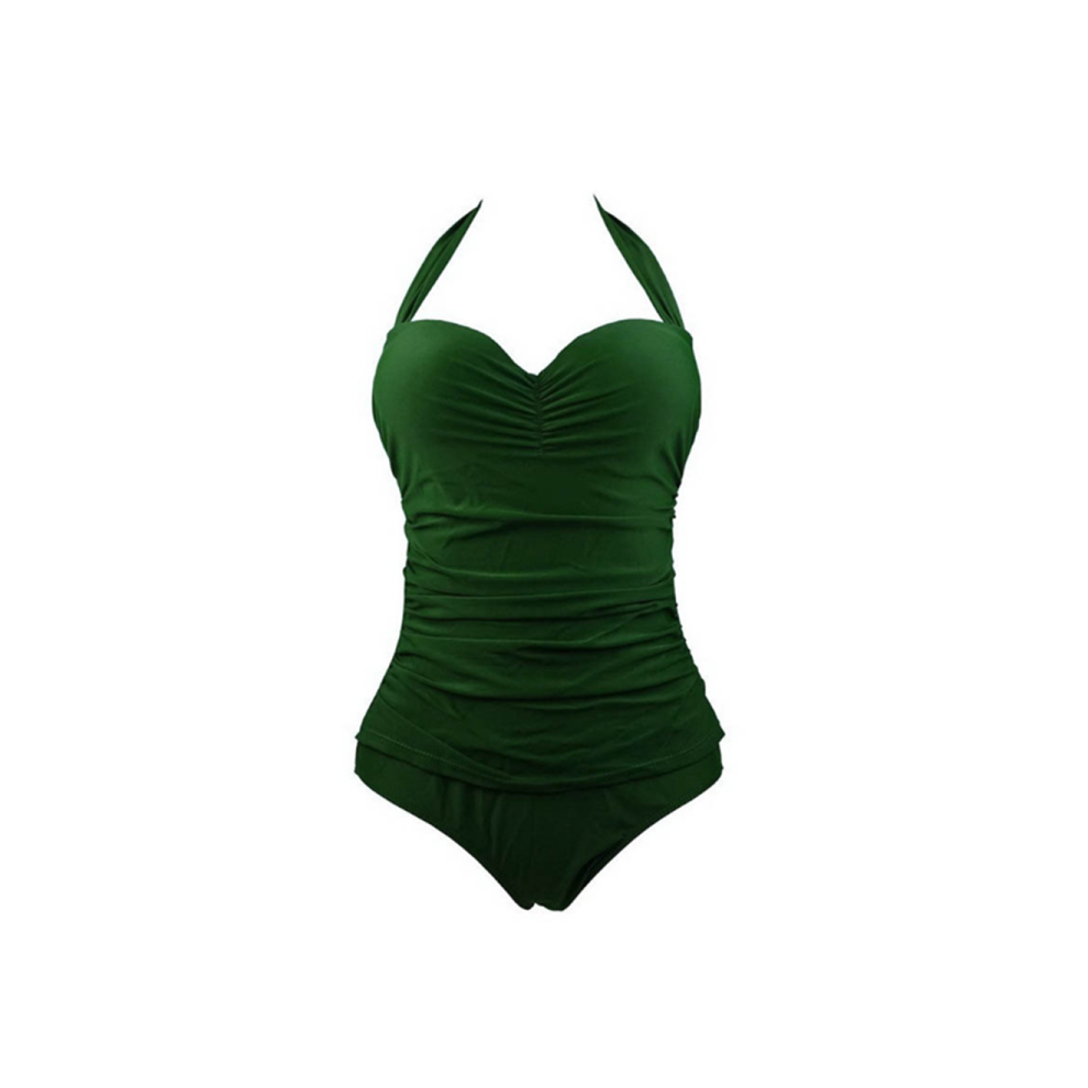 (M) Maillot de bain dos nu vintage Monokini Maillot de bain une pièce Maillots de bain Vert Xl