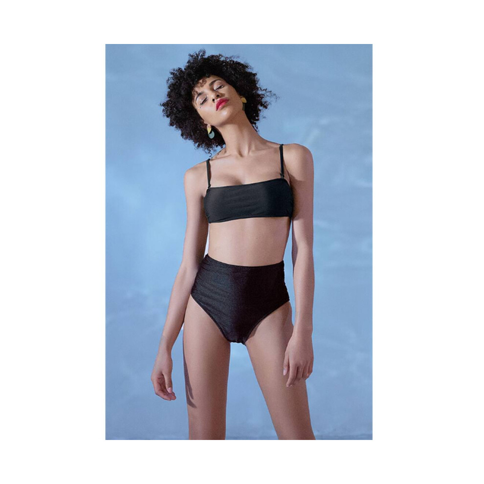(M) Bikini Sexy Cover Belly Split Maillot de bain Femme Bubble Hot Maillot de bain Noir Xl