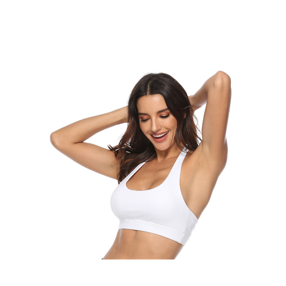 (L) Soutien-gorge de sport de yoga avec coussinet sans armature et support léger pour femmes, blanc Xl