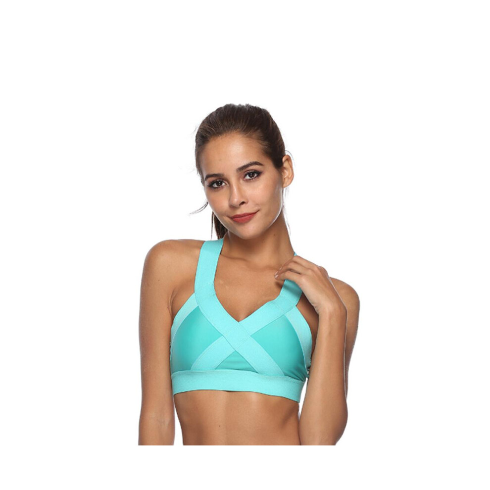 (S) Soutien-gorge de sport anti-affaissement pour femme - Haut court pour aérobic, fitness, yoga, vert Xl