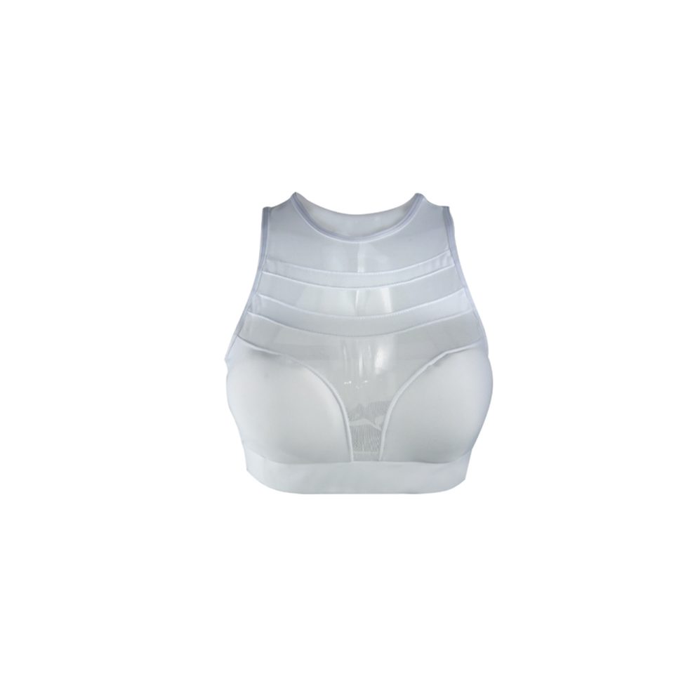 (M) Soutien-gorge de sport débardeur pour femme, haut de yoga, soutien à fort impact, blanc, XL