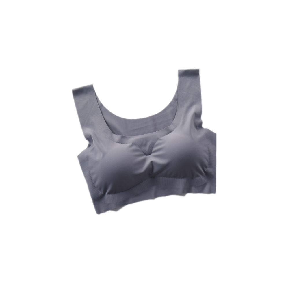 (S) Haut tubulaire une pièce pour femme Sous-vêtements résistants aux chocs Soutien-gorge de sport sans rebord Gris Xl