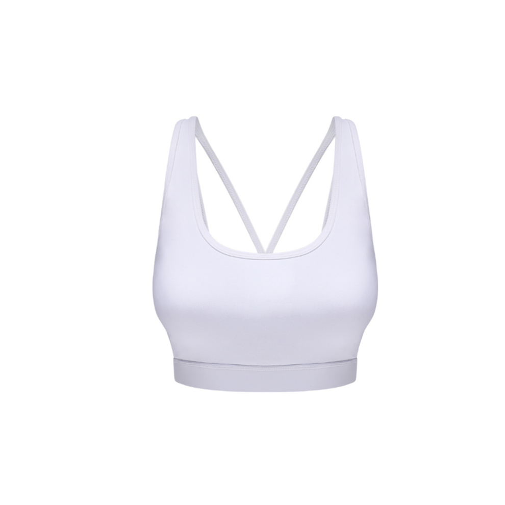 (XL) Soutien-gorge de sport de yoga avec bretelles amovibles sans fil dans le dos pour femme Blanc Xl