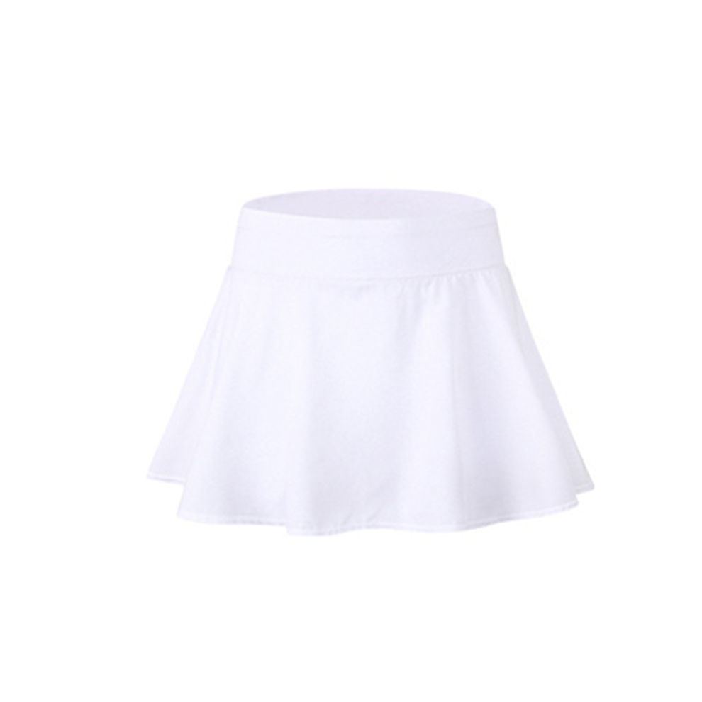 (L) Jupe de tennis plissée élastique à séchage rapide pour femme avec short de course - Blanc Blanc XXL