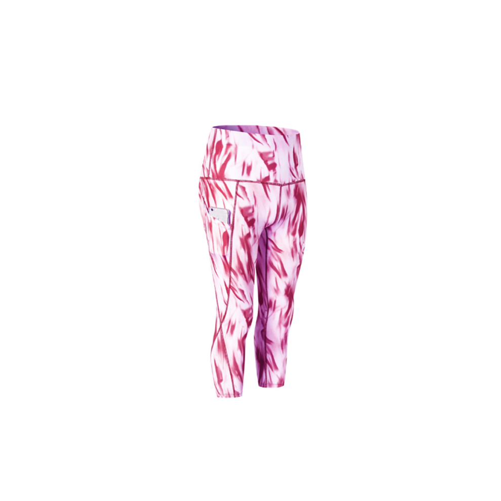 Pantalons De Yoga Imprimés Taille Haute Pour Femmes Jambières D'entraînement De Contrôle Du Ventre - Nuage De Brouillard Rouge Rouge XXL