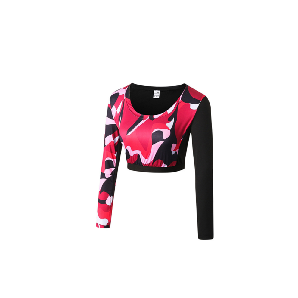 (M) T-shirt de yoga à manches longues pour femme - Séchage rapide - Collants de course à pied - Rouge Rouge XL