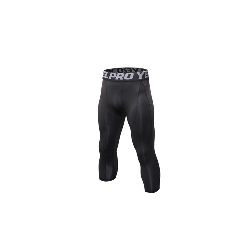 (XXL) Short Capri de compression pour hommes Collants de sport Cool Dry Baselayer - Noir Noir XXL
