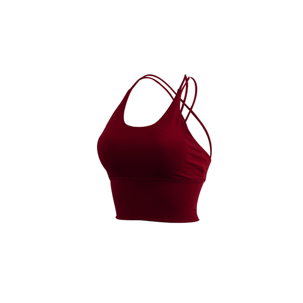 Soutien-gorge de sport à bretelles fines croisées dans le dos - Sous-vêtements de yoga - Rouge L