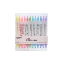 12-farbiger doppelköpfiger Textmarker-Set, Handkonto-Malstift, Bonbonfarben, Augenschutz-Marker