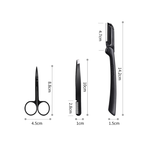 3PCS Eyebrow Trimming Knife Macro Net Eyebrow Trimming Scissors Set Beauty Tools 2