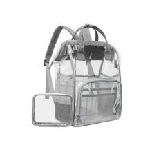 Damen Transparent Klar Jelly Patchwork PVC Strandtasche Rucksack Handtasche GRAU FARBE