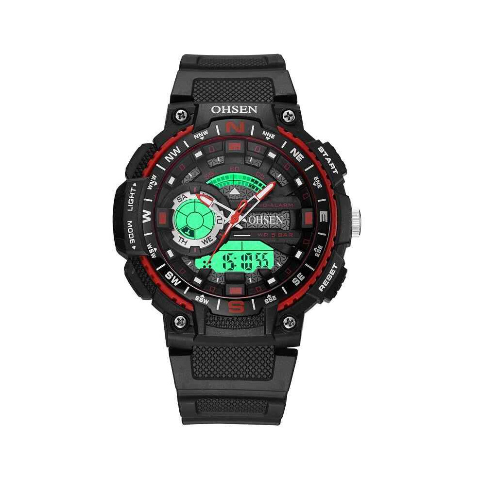 AD1705 montre numérique double affichage multifonction LED Sport natation hommes montre noir rouge couleur