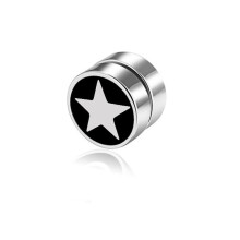 4 pendientes magnéticos de moda sin perforaciones para hombre, de acero inoxidable, redondos, con clip para mujer.
