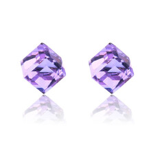 5 Pairs Creative Unisex Cubic Crystal Magnetic Clip σε σκουλαρίκια Fashion No Piercing Πολύχρωμο Μωβ Χρώμα