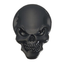 2 Stücke 3D Dämon Schädel Metall Aufkleber Knochen Emblem Abzeichen Aufkleber für Auto Motor Truck SCHWARZ FARBE