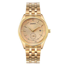 069A Kalender Gold Fall Casual Männer Uhren Edelstahl Armband Quarz Uhr GOLD-GOLG FARBE