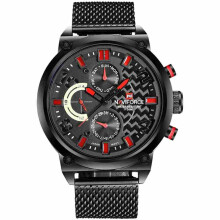 Edelstahlarmband Quarzuhren Wasserdicht Wochenanzeige Herrenuhr ROT