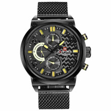 Edelstahlarmband Quarzuhren Wasserdicht Wochenanzeige Herrenuhr GELBE FARBE