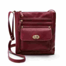 Damen PU Leder Umhängetasche Schultertasche WEINROT