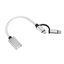 2in1 OTG Typ-C Micro USB Datenkabel für Samsung S10 9 Xiaomi Redmi Note8 LG HUAWEI SILBER FARBE