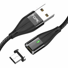 1M 3A Magnetkabel Quick Charge 3.0 Schnelllade-Micro-USB-Datenkabel für Mobiltelefone SCHWARZE FARBE