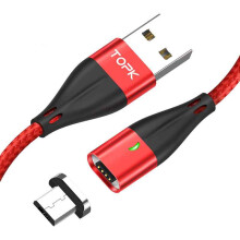 1M Magnetkabel Quick Charge 3.0 Schnelllade-Micro-USB-Datenkabel für Mobiltelefone ROTE FARBE