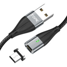 1M 3A Magnetkabel Quick Charge 3.0 Schnelllade-Micro-USB-Datenkabel für Mobiltelefone GRAU